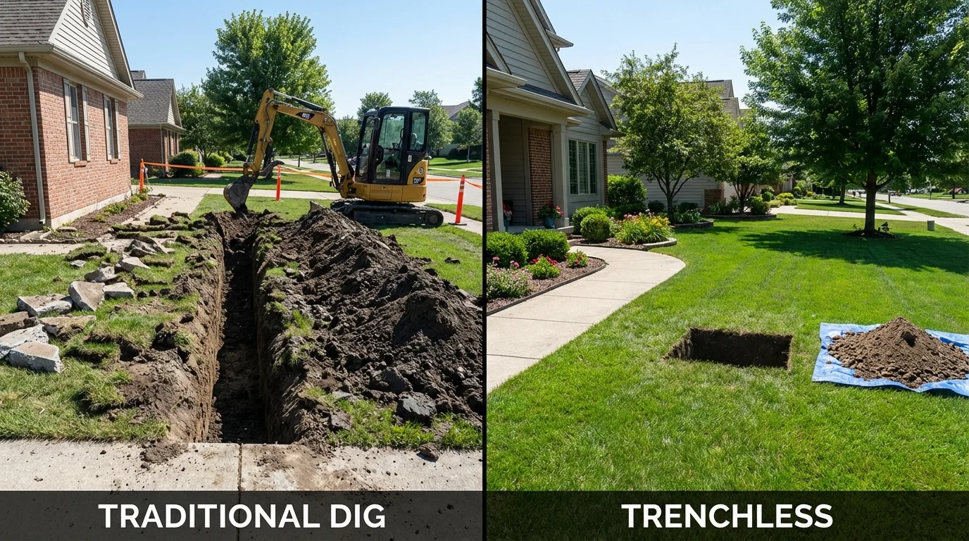 Trenchless sewer repair with minimal yard damage versus traditional excavation in Boulder, CO